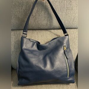 Tote Le Monde Florence Slouch blue leather shoulder bag